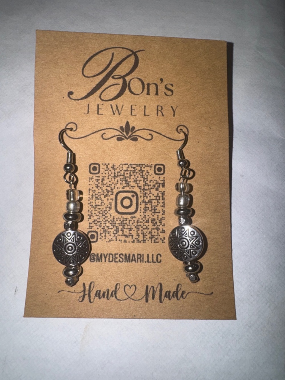 Silver-Tone Tribal Disc Dangle Earrings